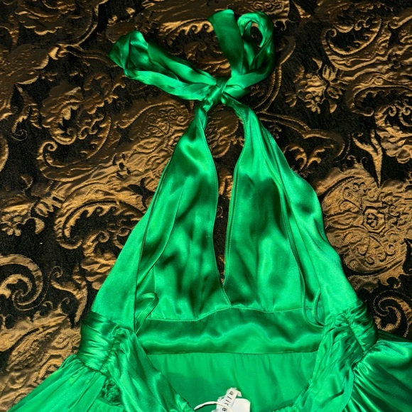 New -Alice & Olivia Green Silk Dress- size xs - Picture 8 of 10